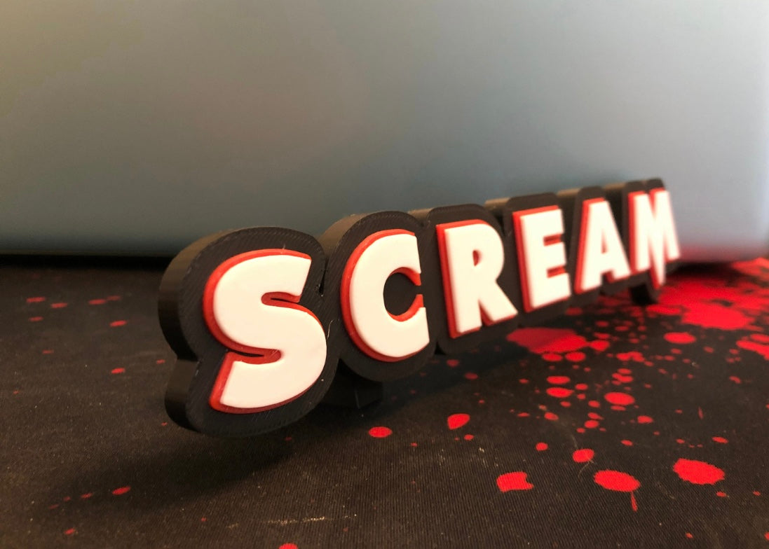 Scream logo/shelf display