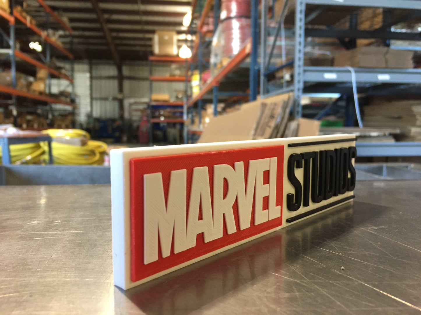 Marvel Studios logo/shelf display